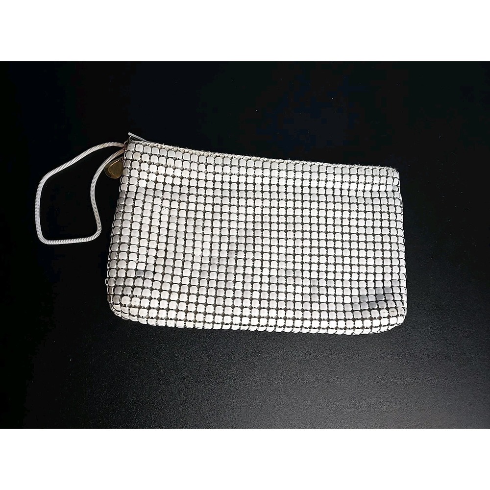 White Enamel 80s Mesh Glomesh style purse handbag Pouch VINTAGE‎ alumesh